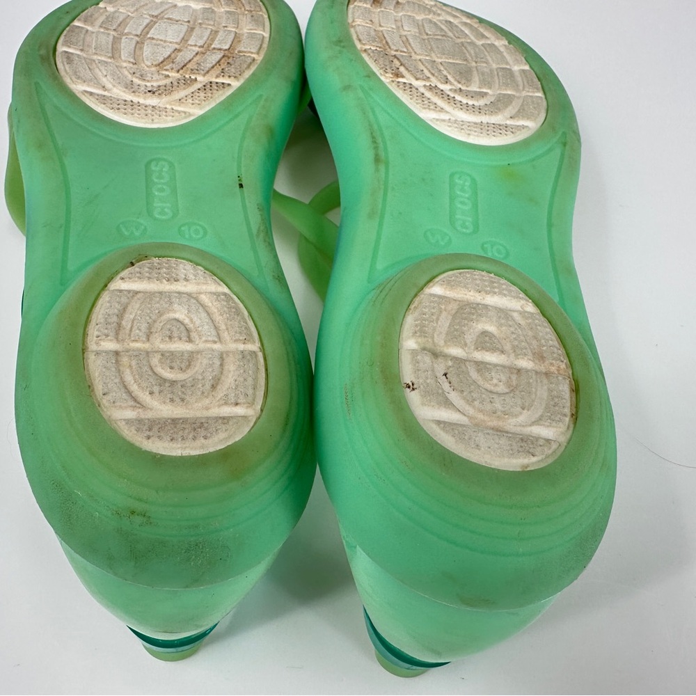 Crocs Isabella Strappy Jelly Slip On Sandals Womens 10 Green Flats Shoes 205150 - Picture 10 of 15
